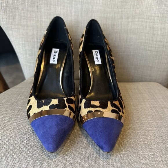 Dune London Bellini Heels Womens 39 Cheetah Leopard Print Sexy Blue Colorblock‎ - Picture 2 of 9